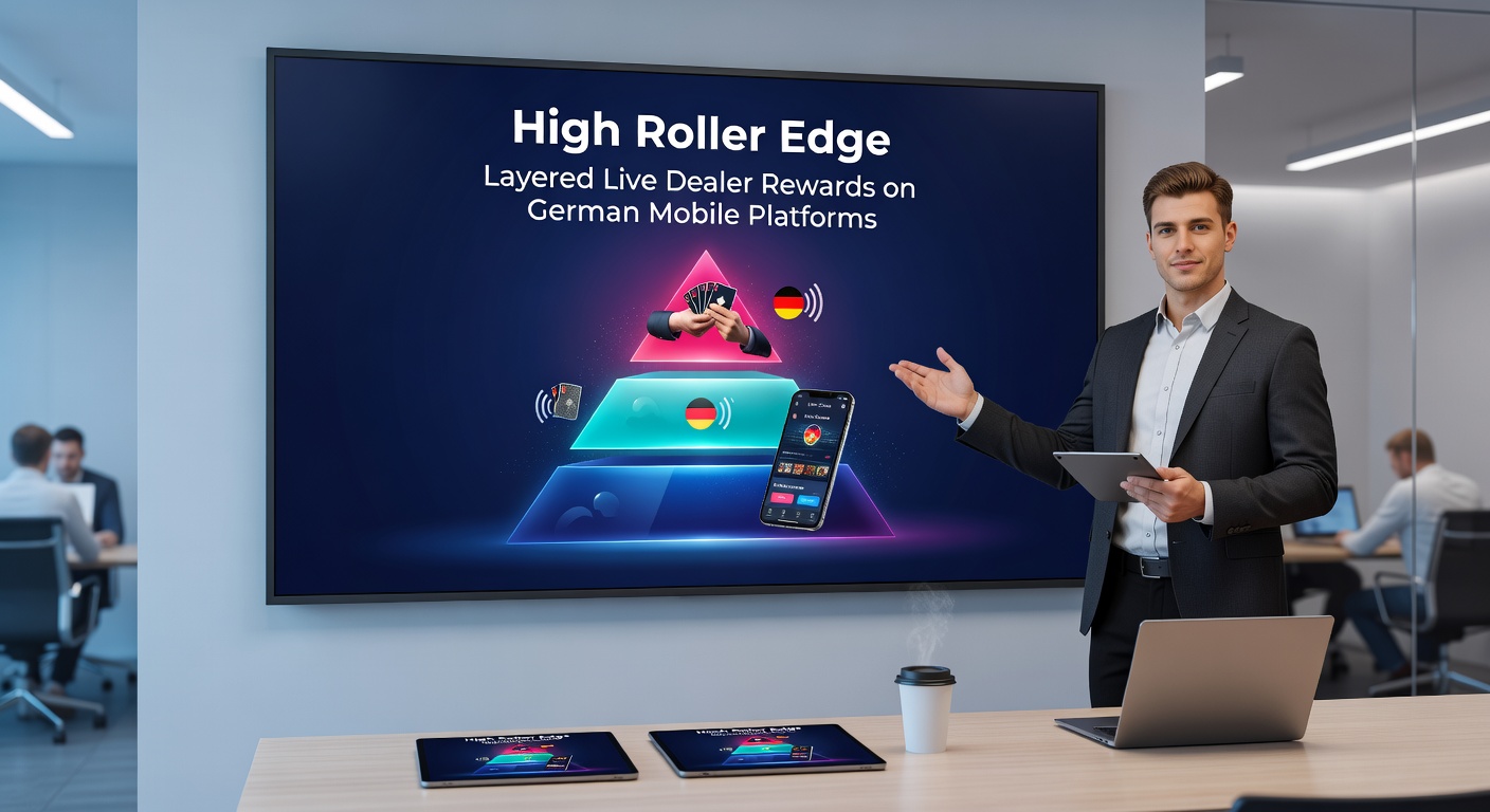 High-Roller-Dashboard auf einer Casino-App mit Layered-Rewards-Anzeige und Live-Tisch-Optionen
