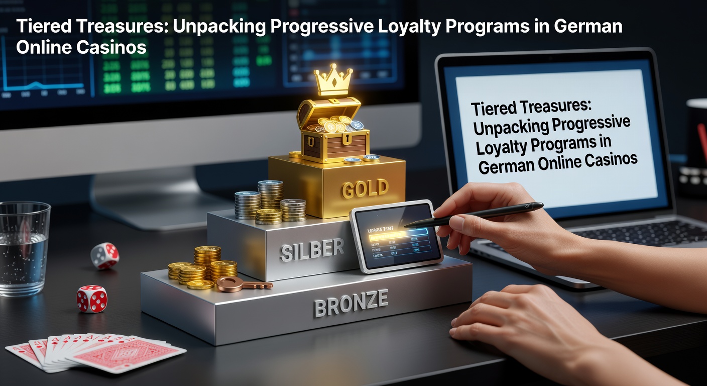 Grafik eines gestuften Treueprogramms mit aufsteigenden Stufen von Bronze bis Diamant in einem Online-Casino