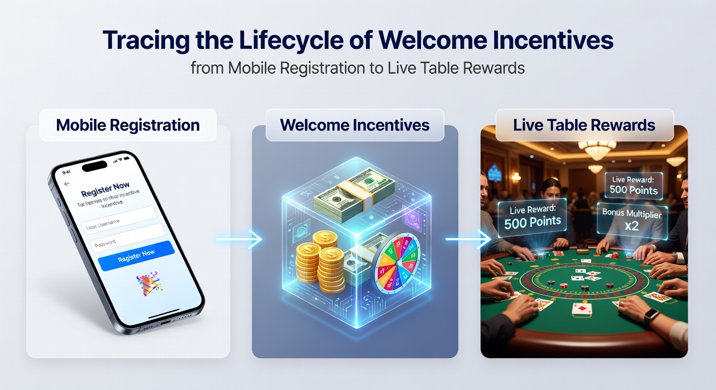 Visualisierung des Anreiz-Lebenszyklus von der Registrierung bis zu Live-Tisch-Belohnungen in mobilen Casinos